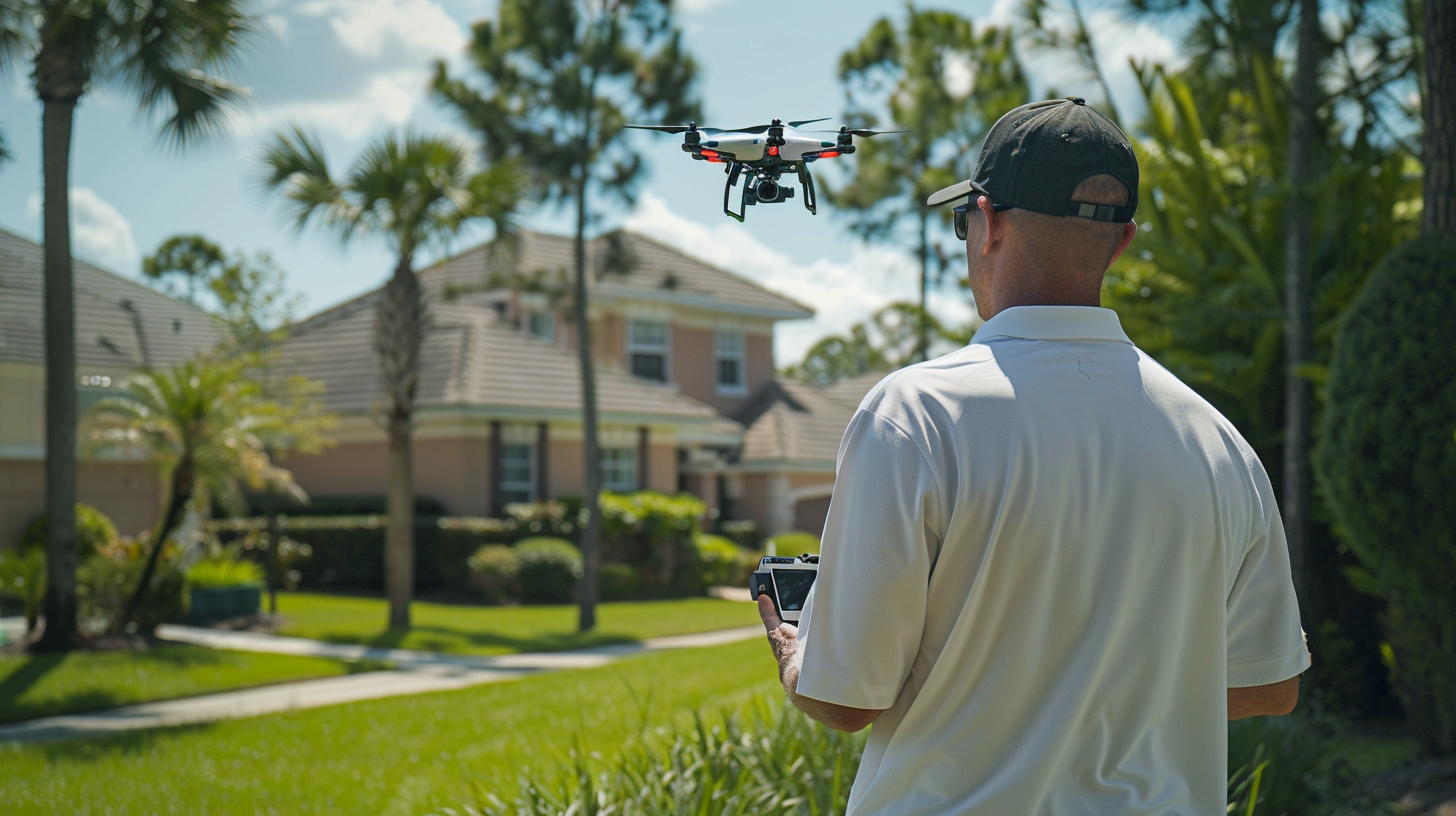Soligo professional measuring roof during solar site survey Soligo professional measuring roof during solar site survey