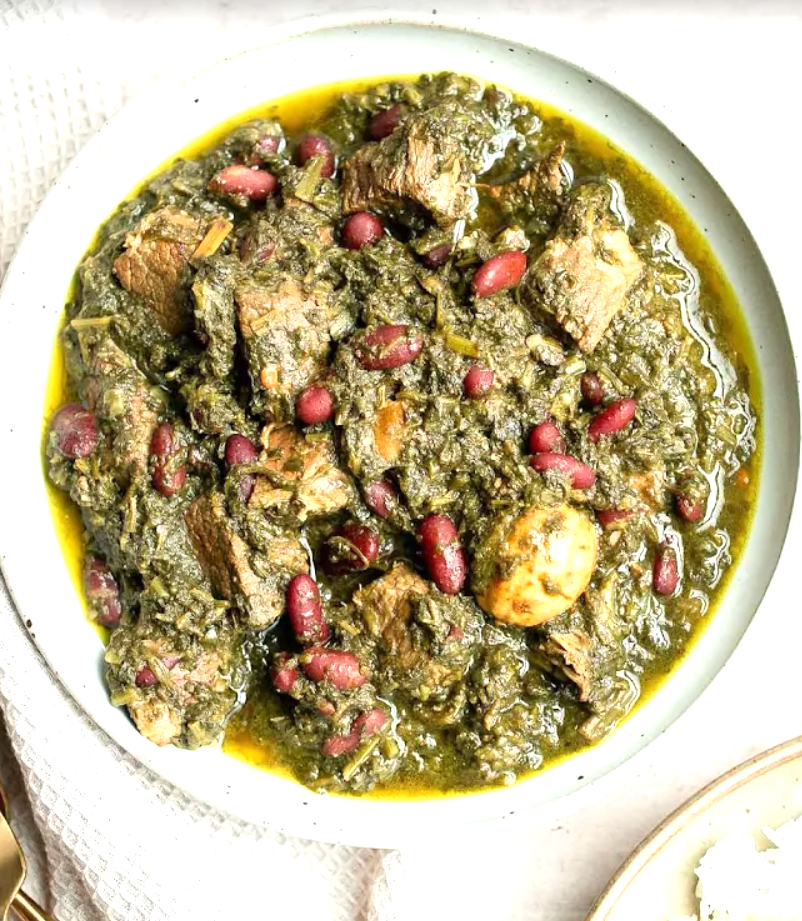 Ghormeh Sabzi — Persian herb stew with beef and red beans at Chop Kabob