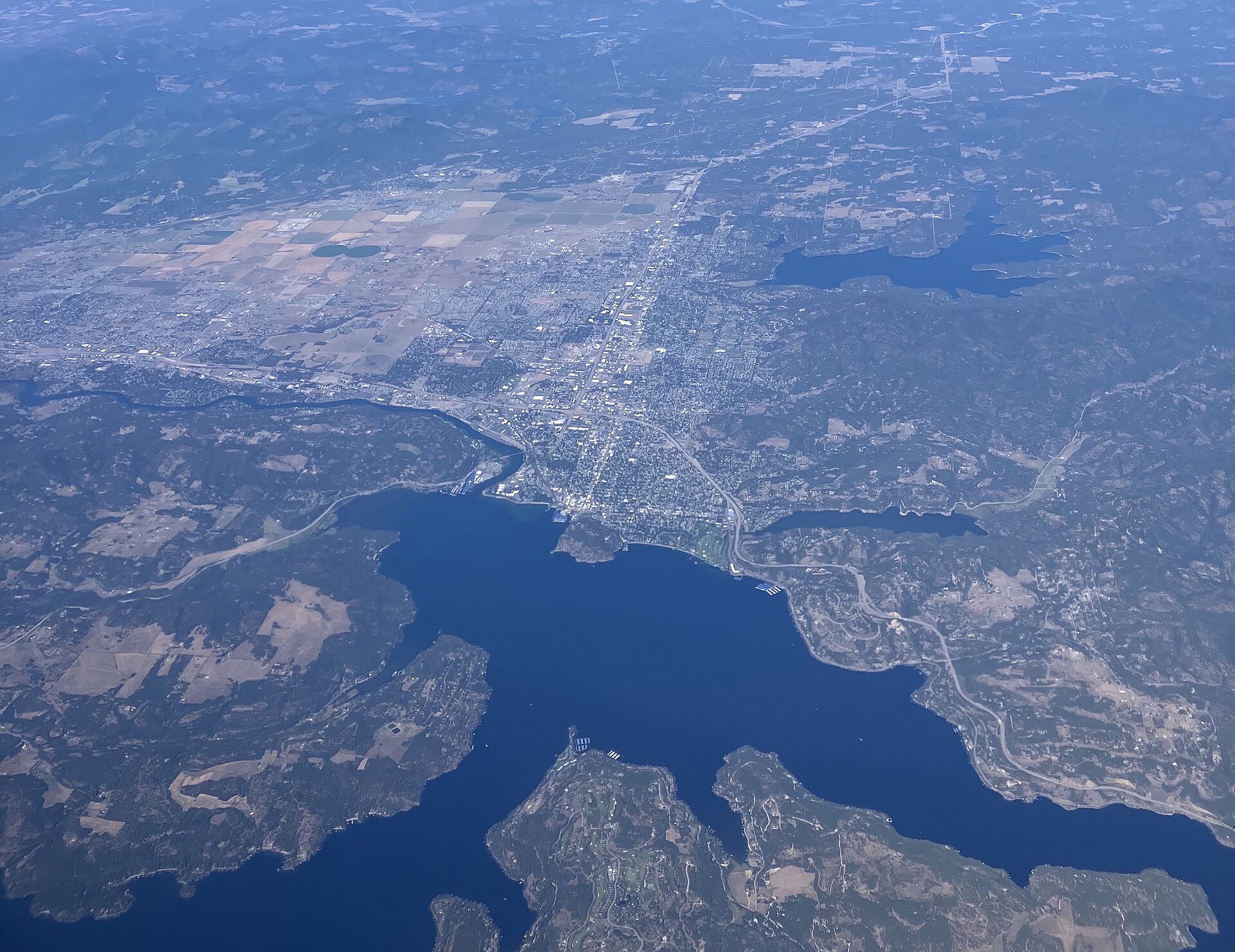 Aerial view of Coeur d'Alene, Idaho on Lake Coeur d'Alene