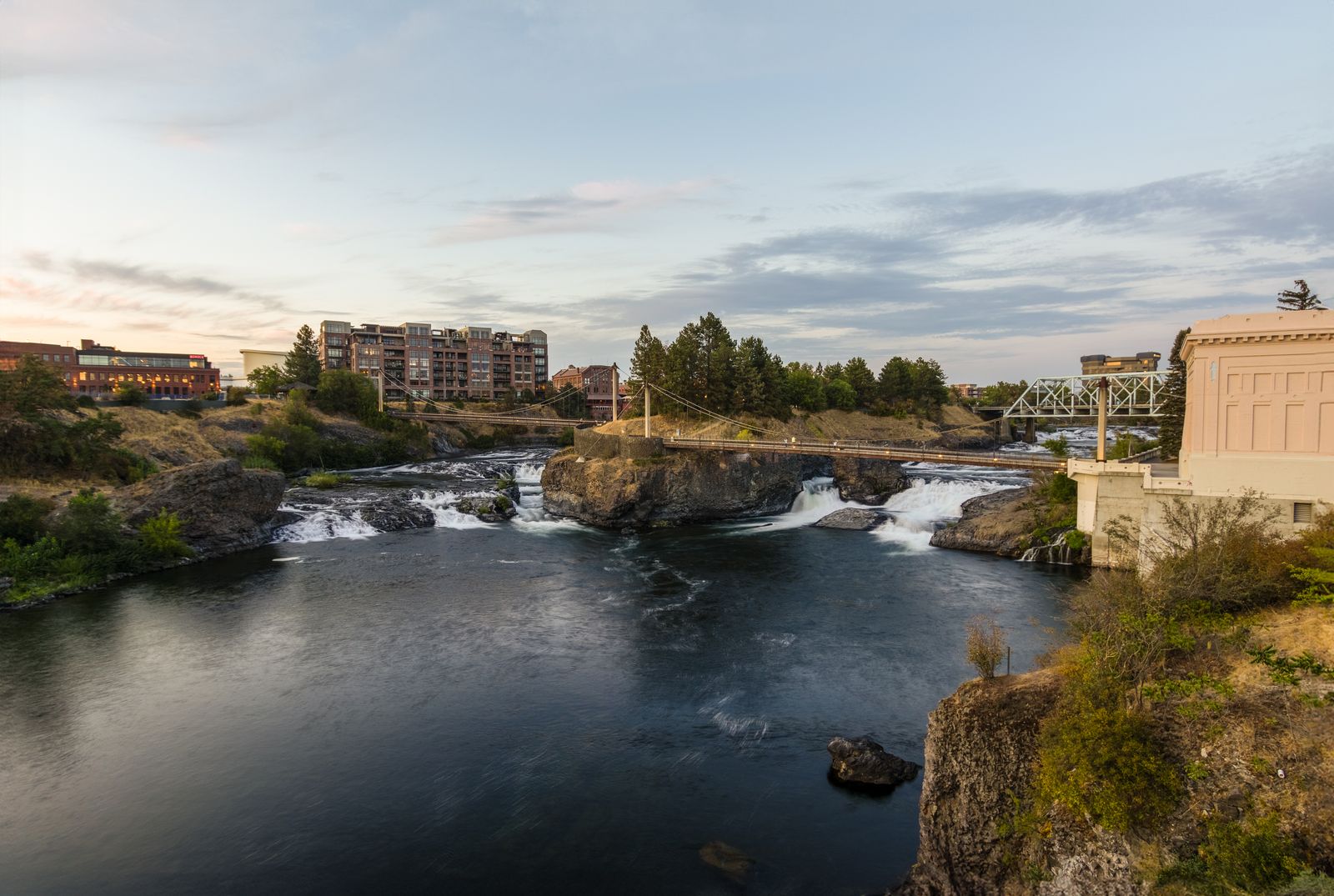 Spokane, WA skyline along the Spokane River