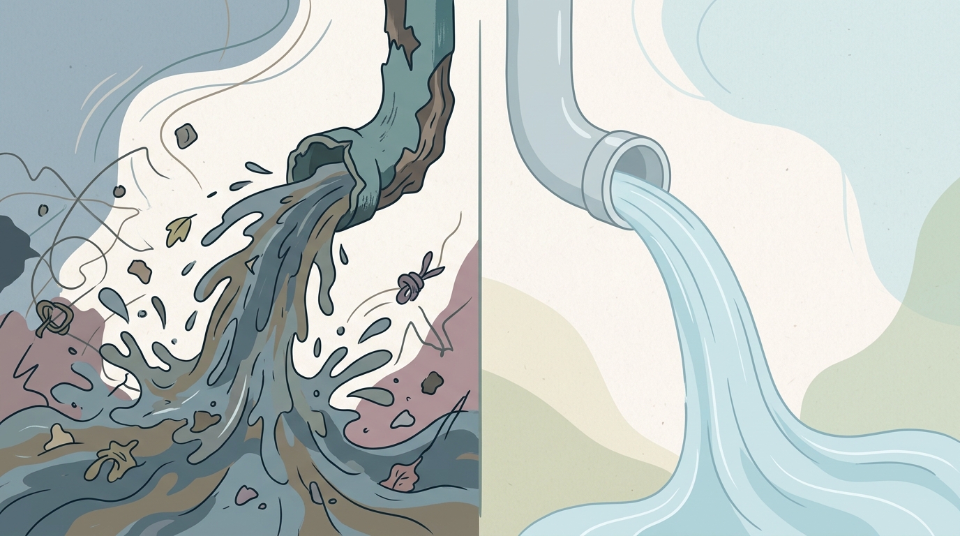 fluid imbalance concept blocked vs smooth flow illustration