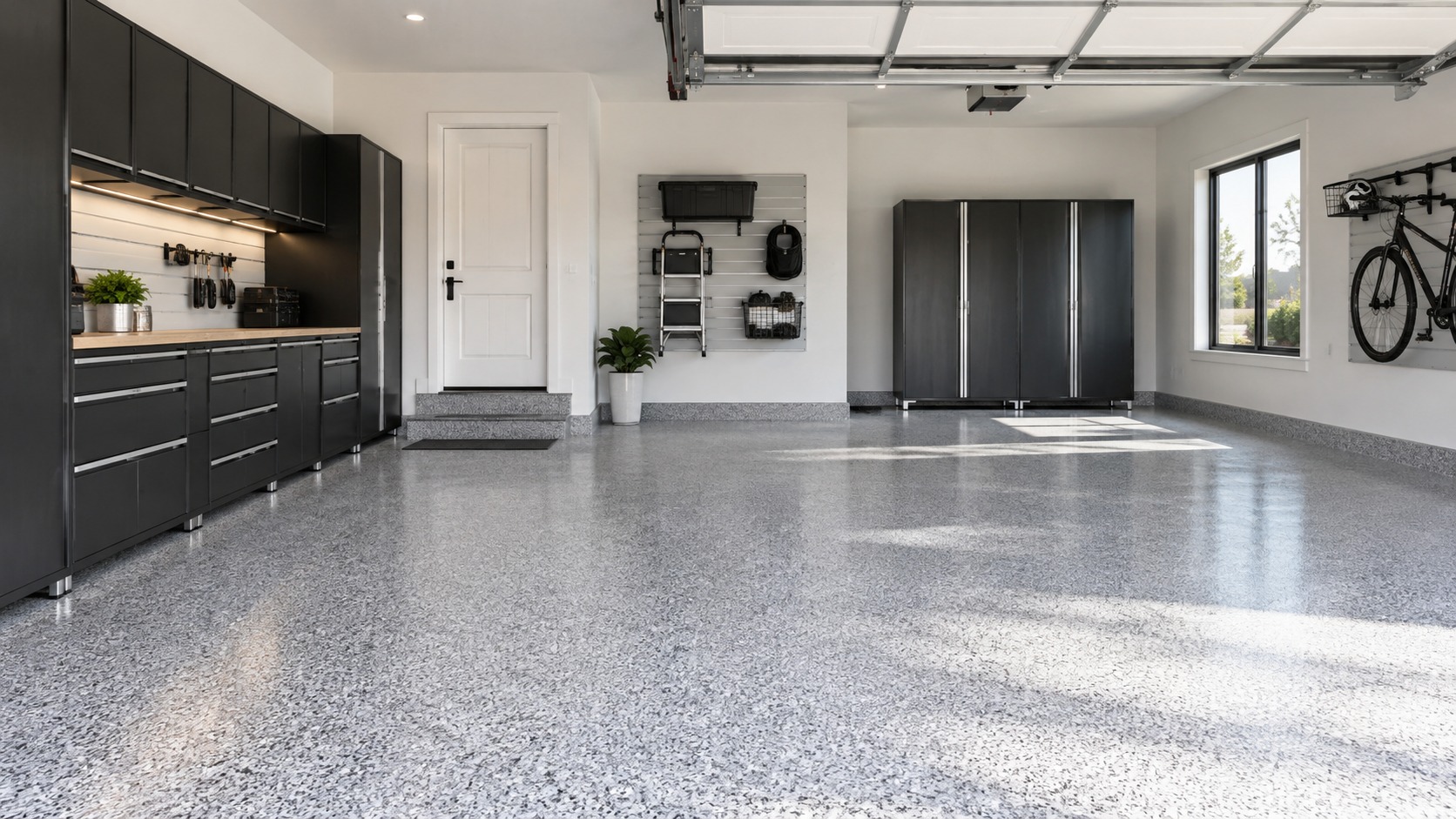 Professionally coated garage floor