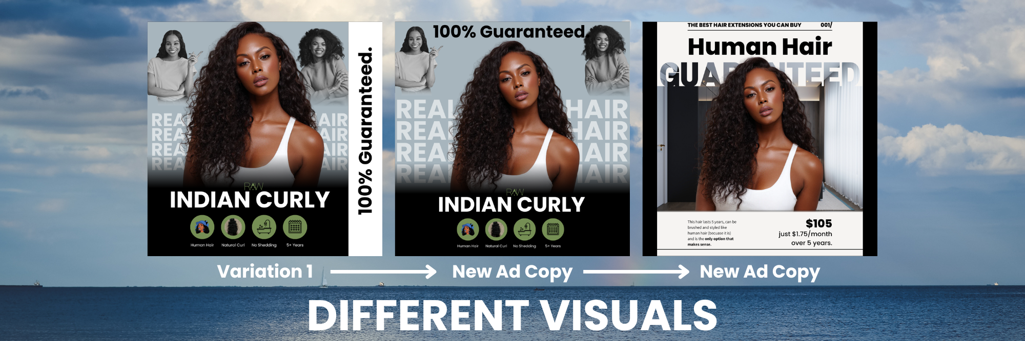 RawVHair ad variation examples