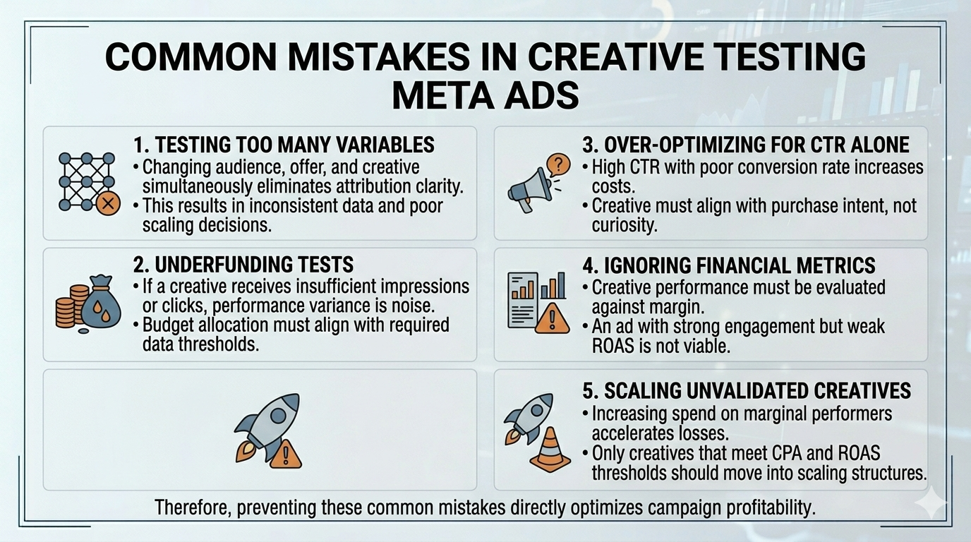common mistakes in creative testing on meta ads