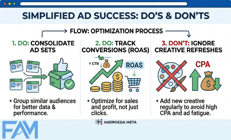 Facebook ads master - Simplified ad success - the dos and donts of andromeda meta ads in 2026