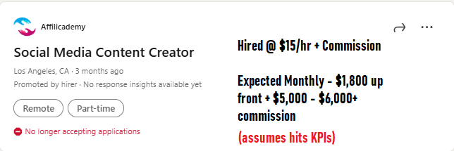 Affilicademy Job offers content creator