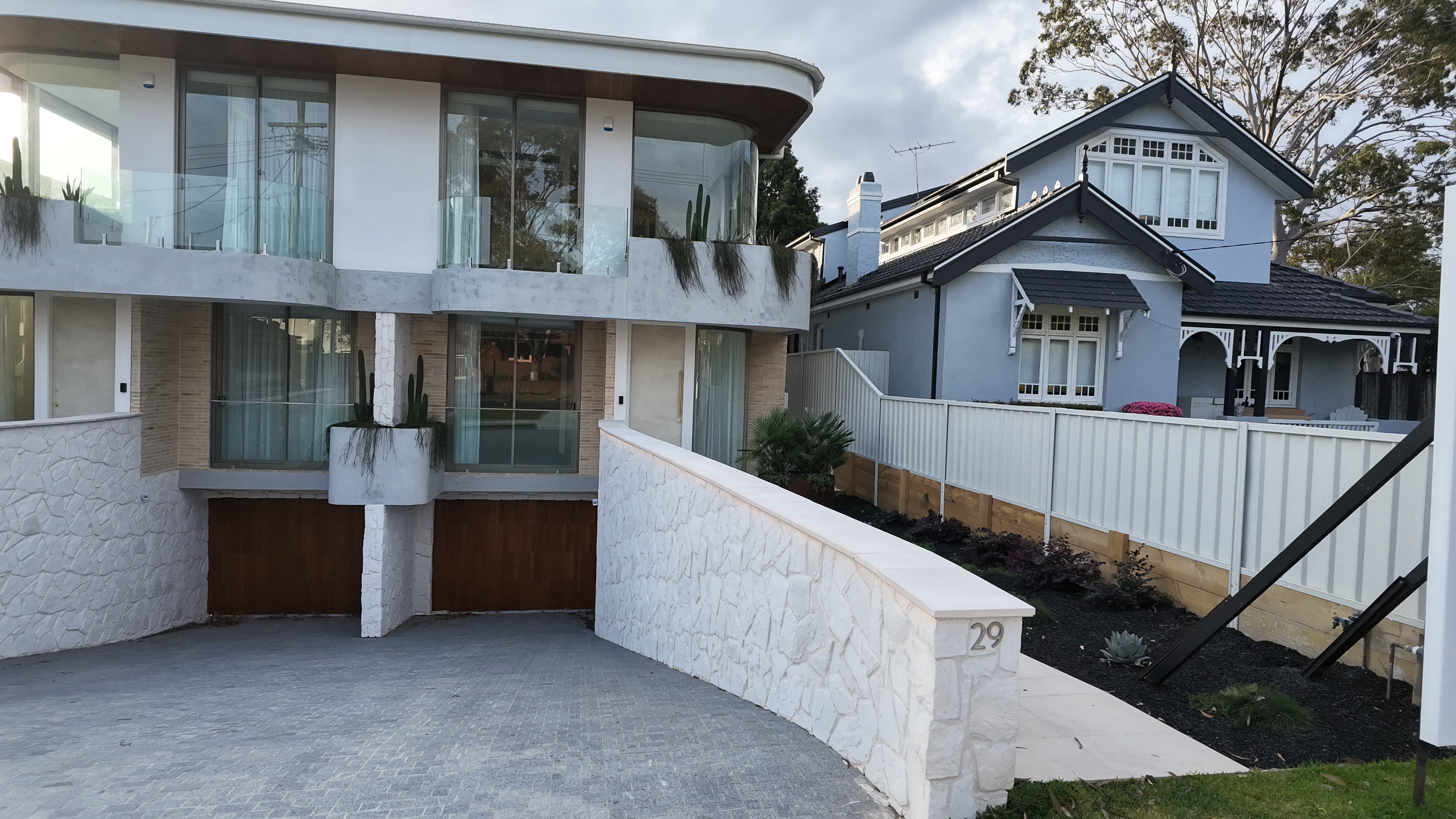 Finished custom home street frontage, Ross Street