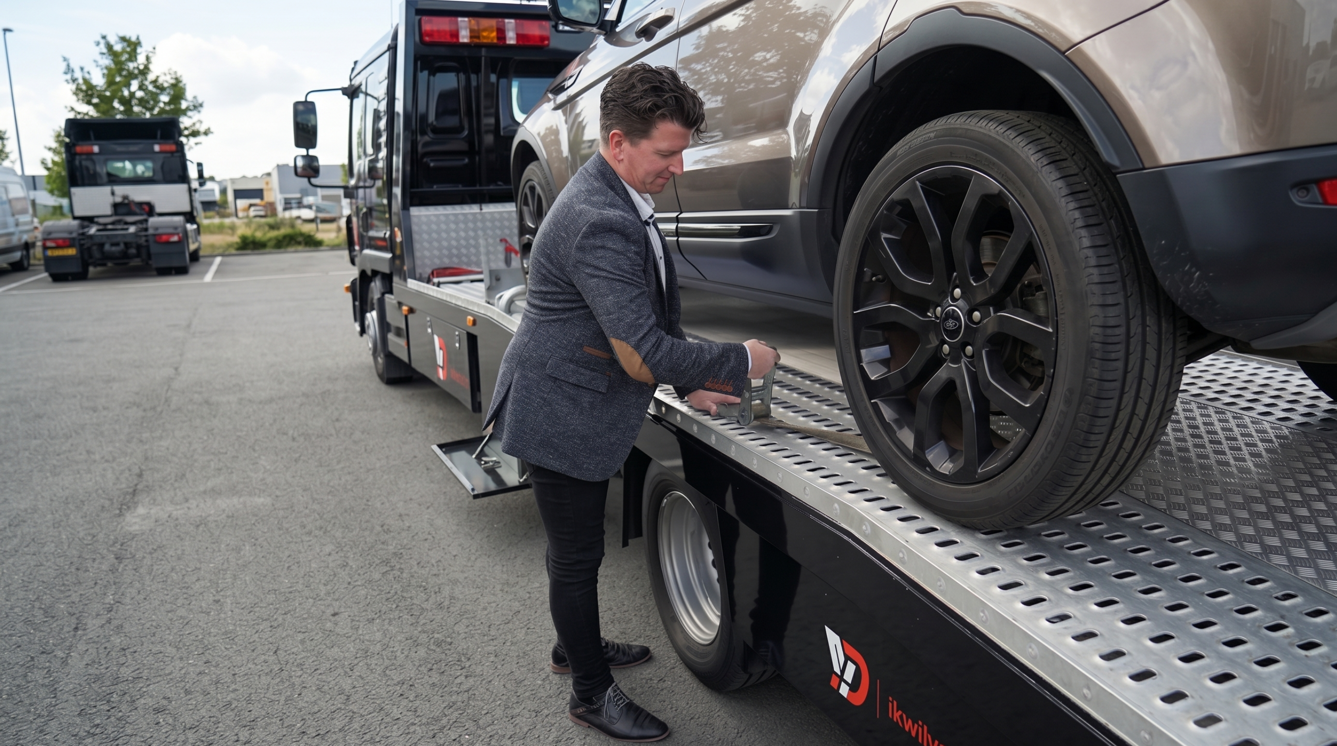 Onze oprijwagen komt naar u toe