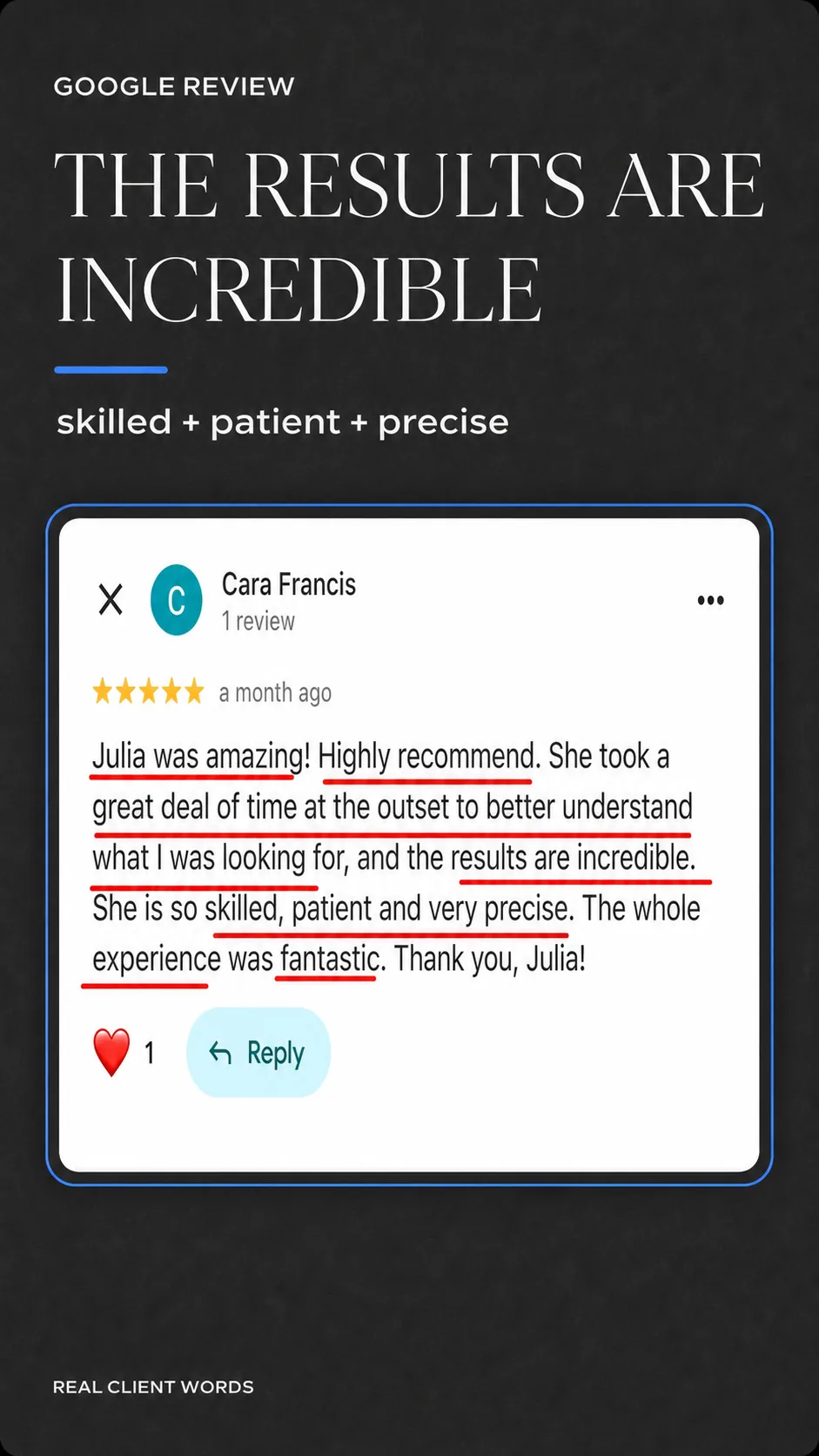 Client testimonial