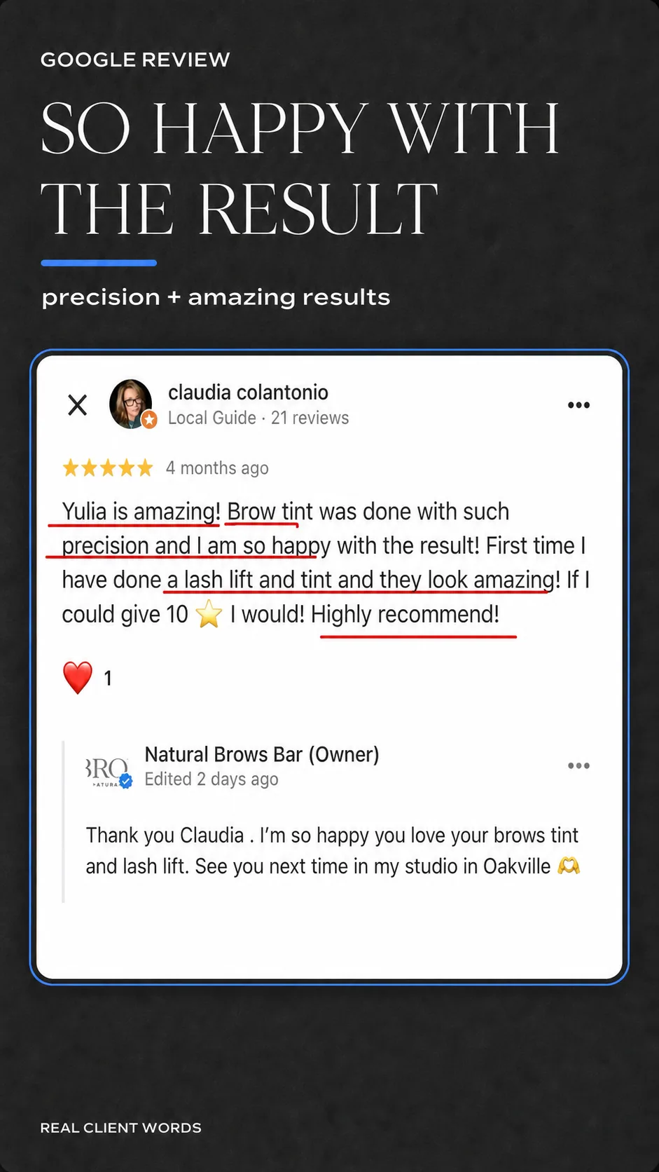 Client testimonial