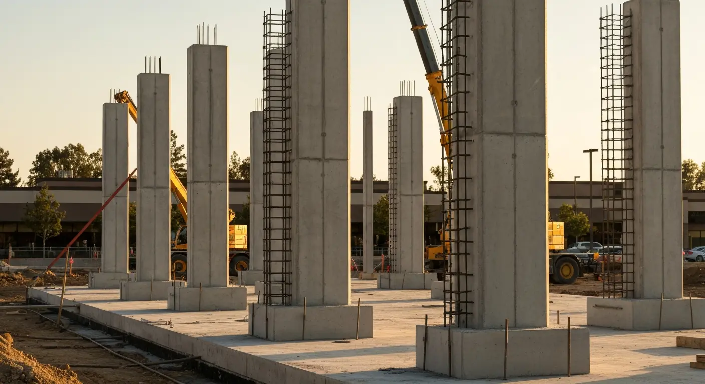 Structural precast concrete columns for commercial building