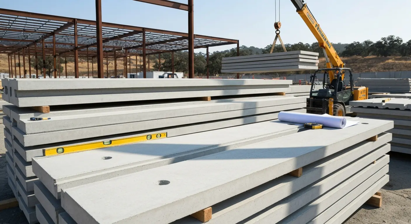 Lightweight precast components and fiberglass systems