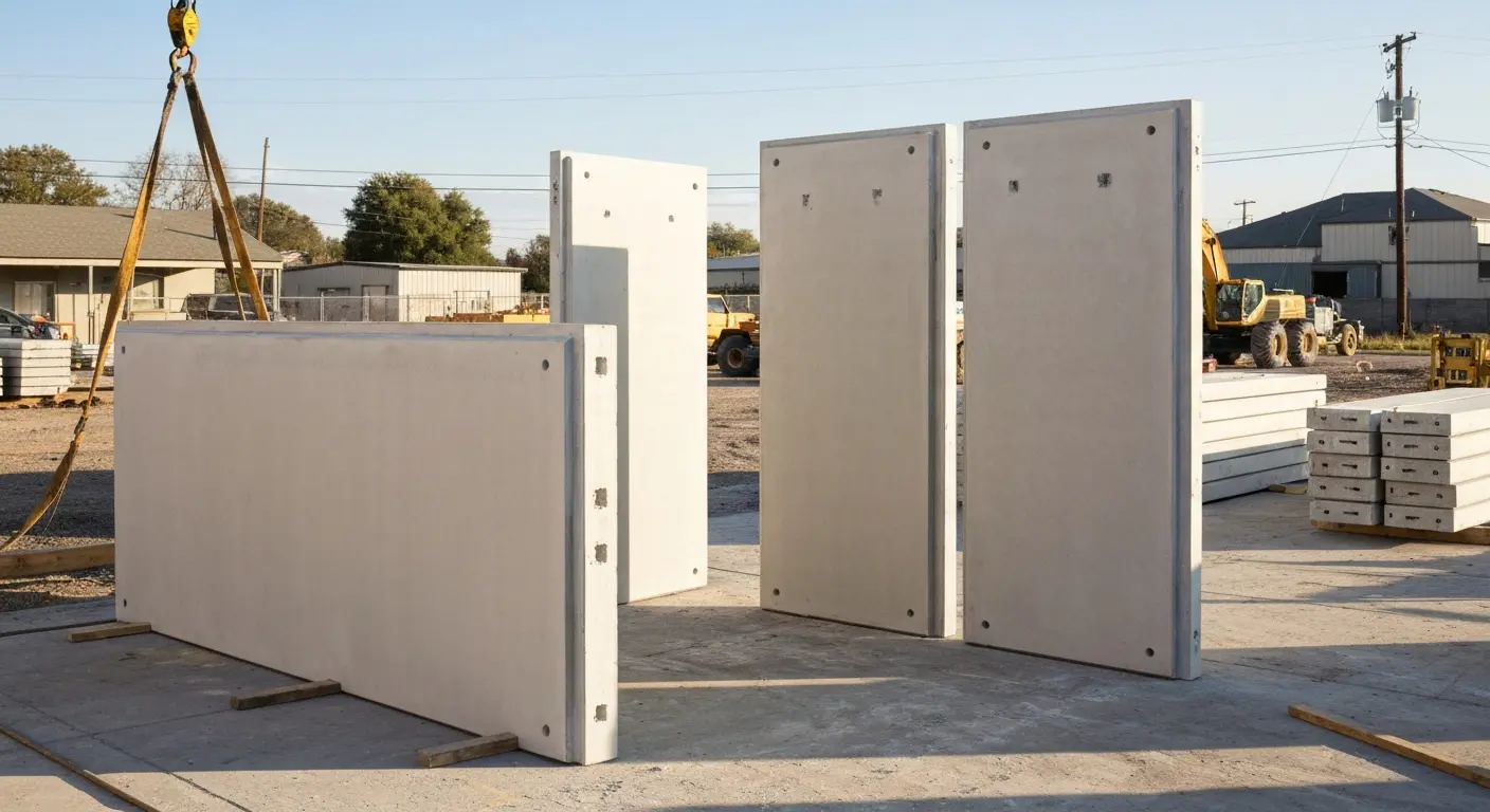 Precast wall panels ready for installation