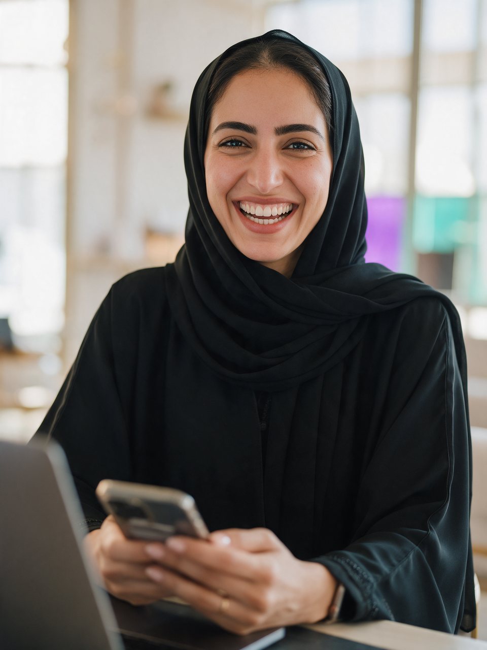 A smiling business owner using Velo
