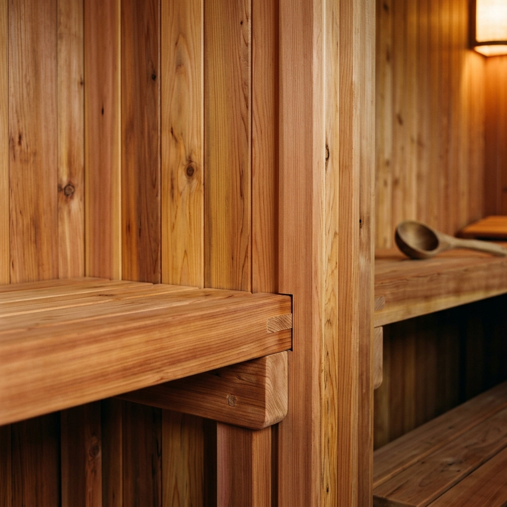 Cedar sauna interior detail