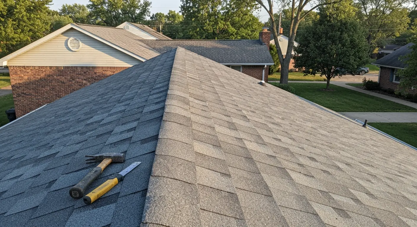 Asphalt shingle roof installed