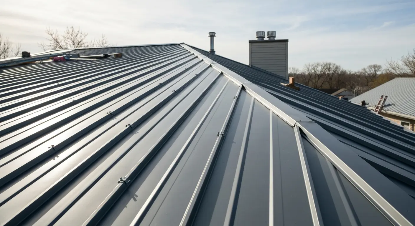 Standing seam metal roof installation