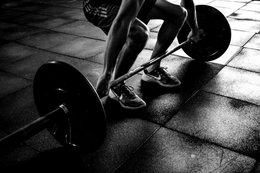 Athlete setting up for a heavy barbell lift
