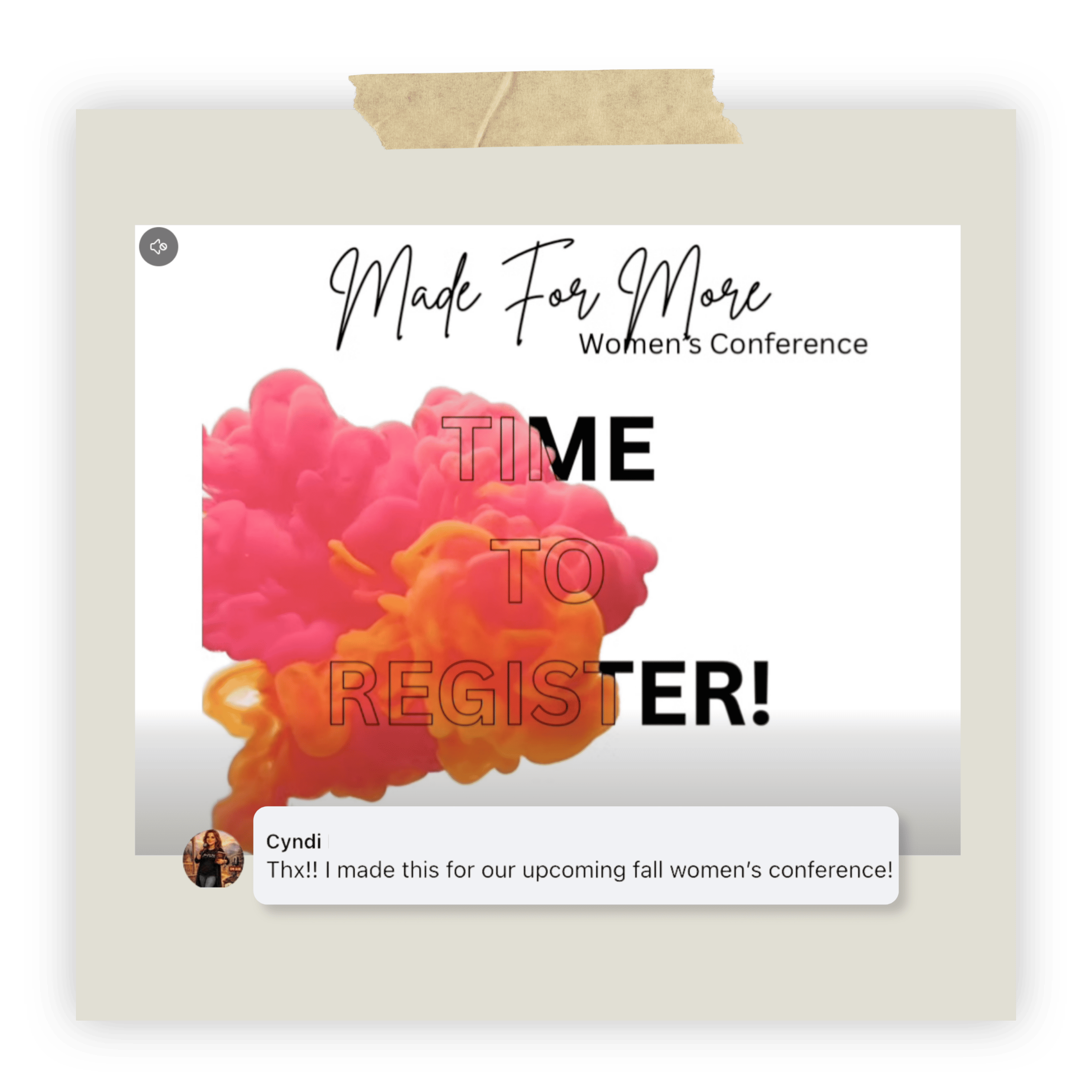 Customer's Canva design for the Made for More women's conference