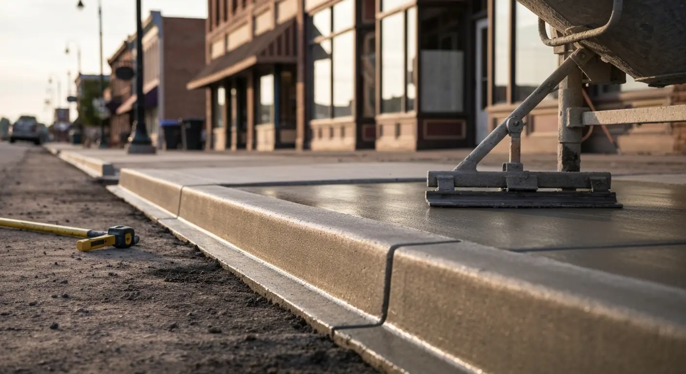 Concrete curb and sidewalk work