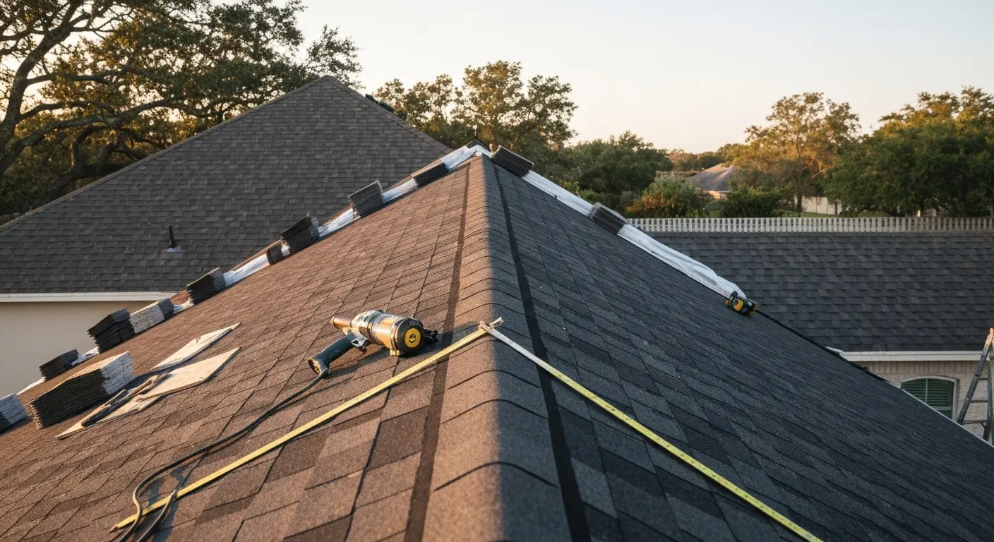 Roof replacement work in Corrigan