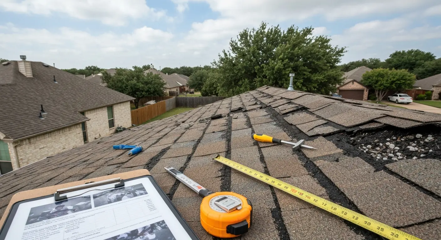 Storm damage roof inspection near Sheppard AFB