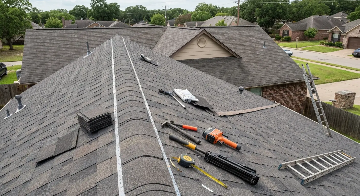 Roof replacement in progress