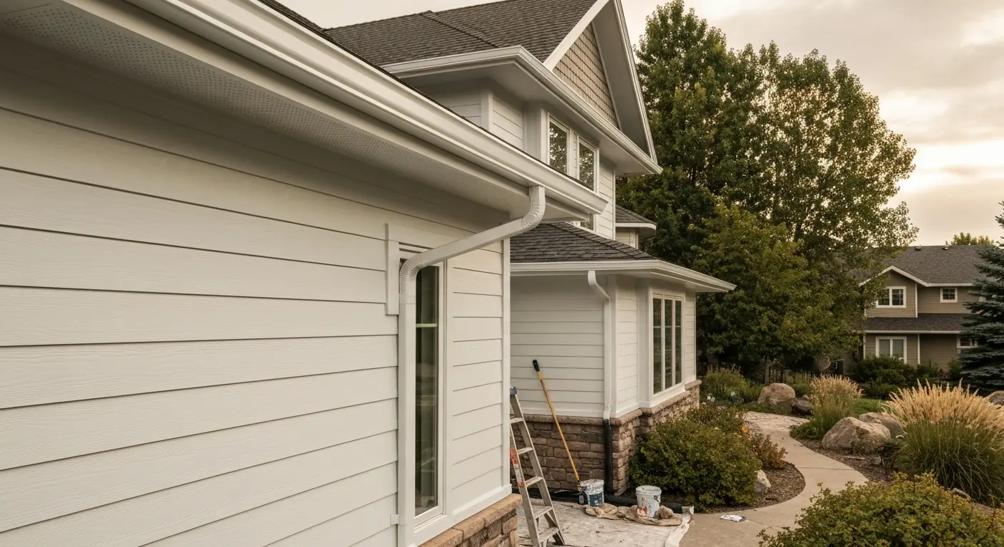 Exterior painting and gutter installation