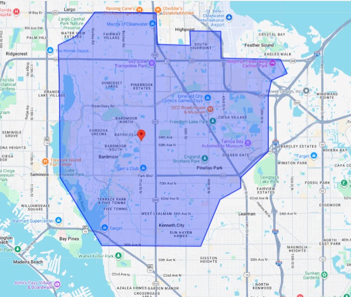 Belcher Delivery Area