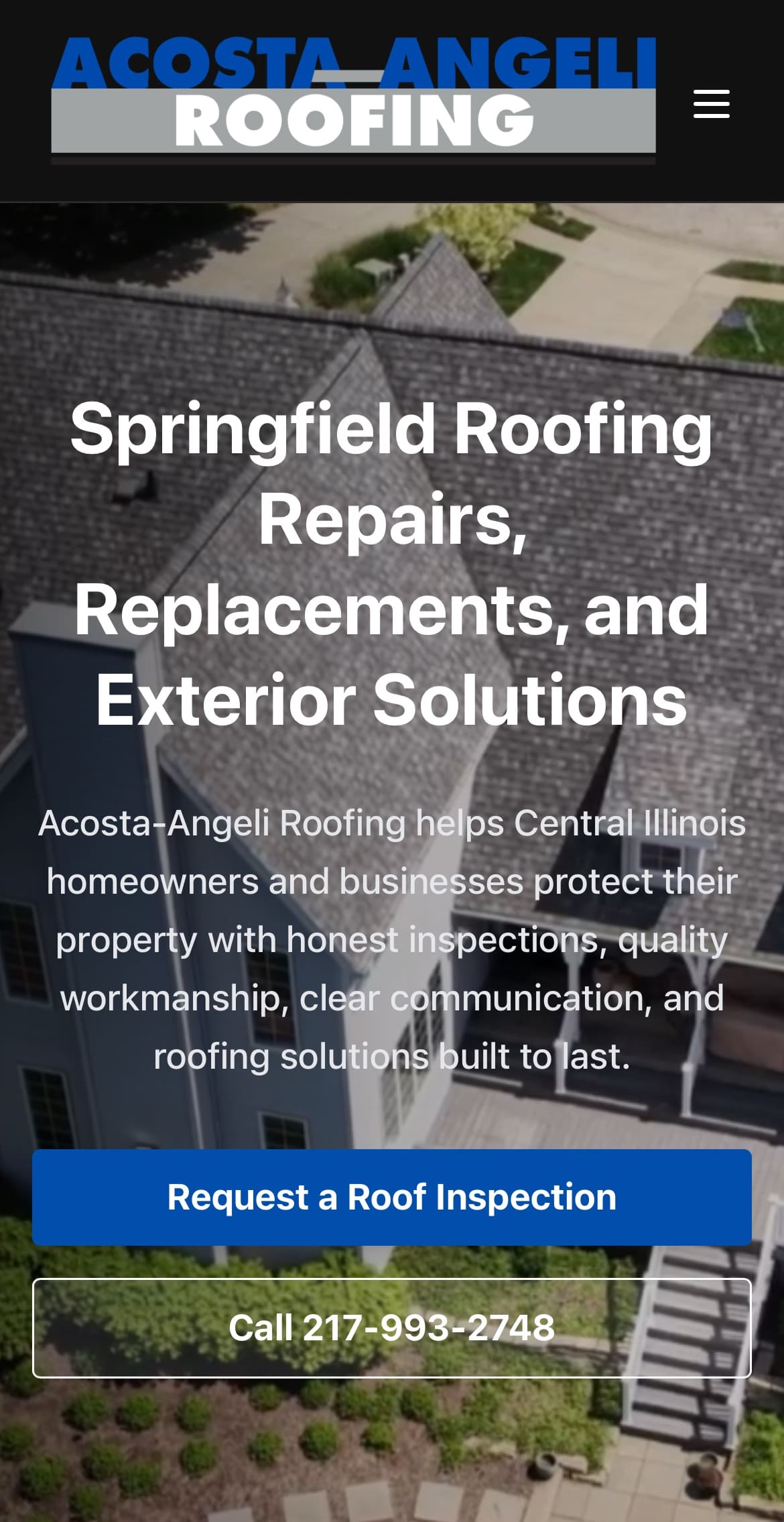 Acosta-Angeli Roofing mobile website built by Minder Media