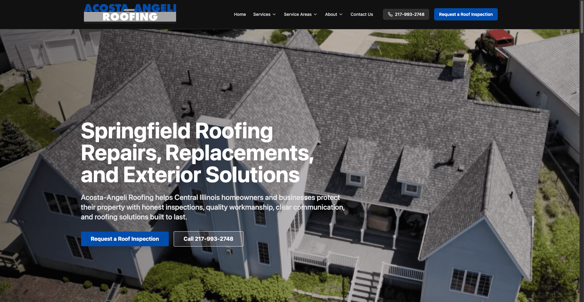 Acosta-Angeli Roofing desktop website built by Minder Media