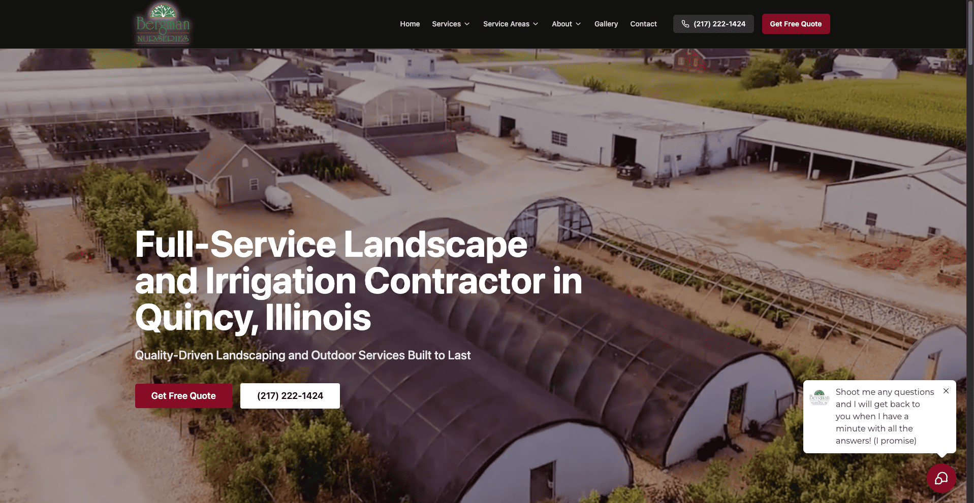Bergman Nurseries desktop website built by Minder Media
