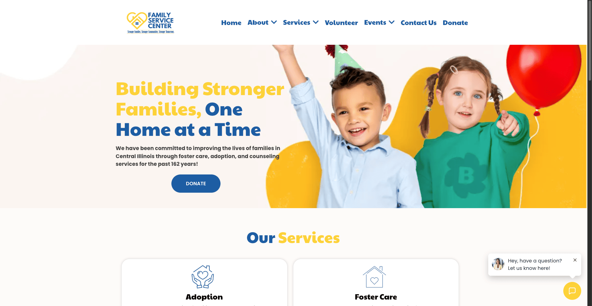 Family Service Center desktop website built by Minder Media