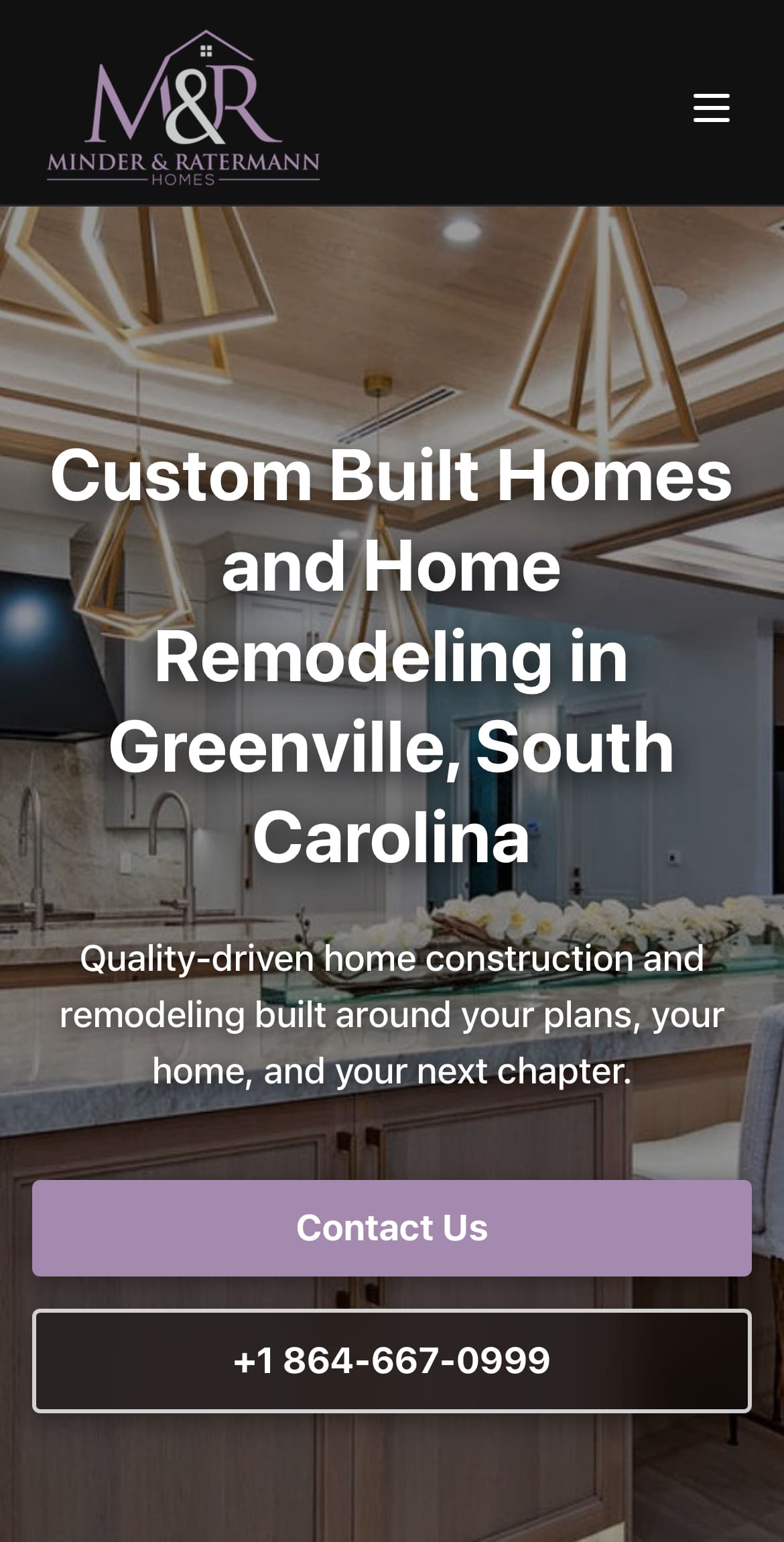 Minder and Ratermann Homes mobile website built by Minder Media