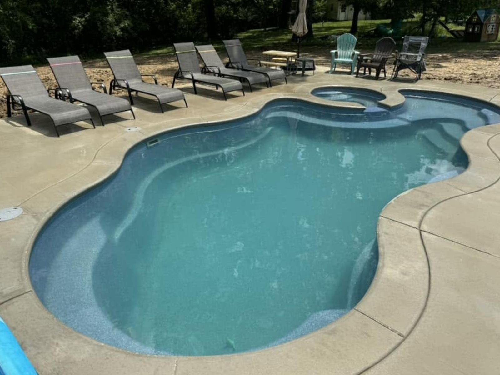 Pool deck and yard connection