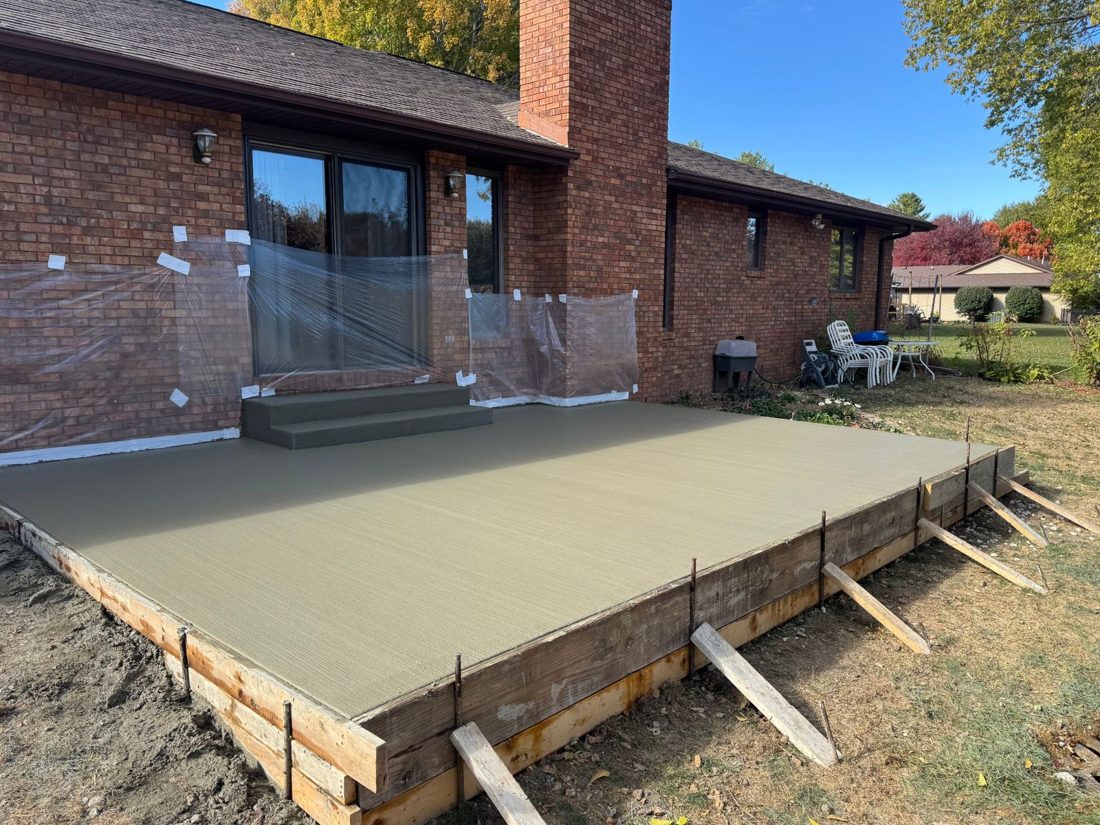 Finished concrete patio surface
