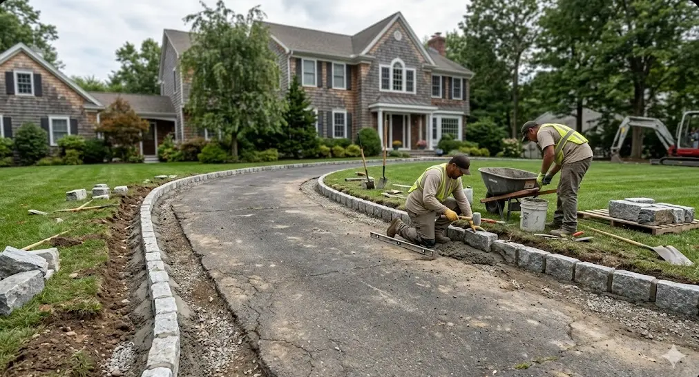 Belgian Block Curb Installation in Union