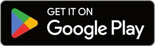 Black Google Play badge with a multicolored triangle and download text.