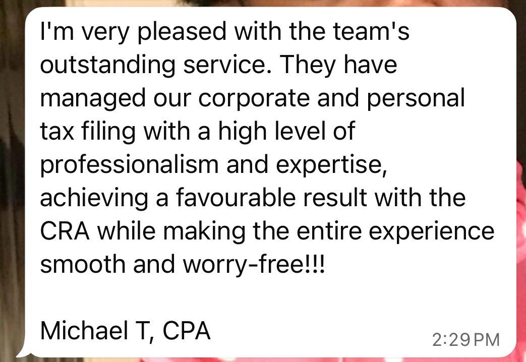 ...favourable results with the CRA making the entire process mooth and worry free