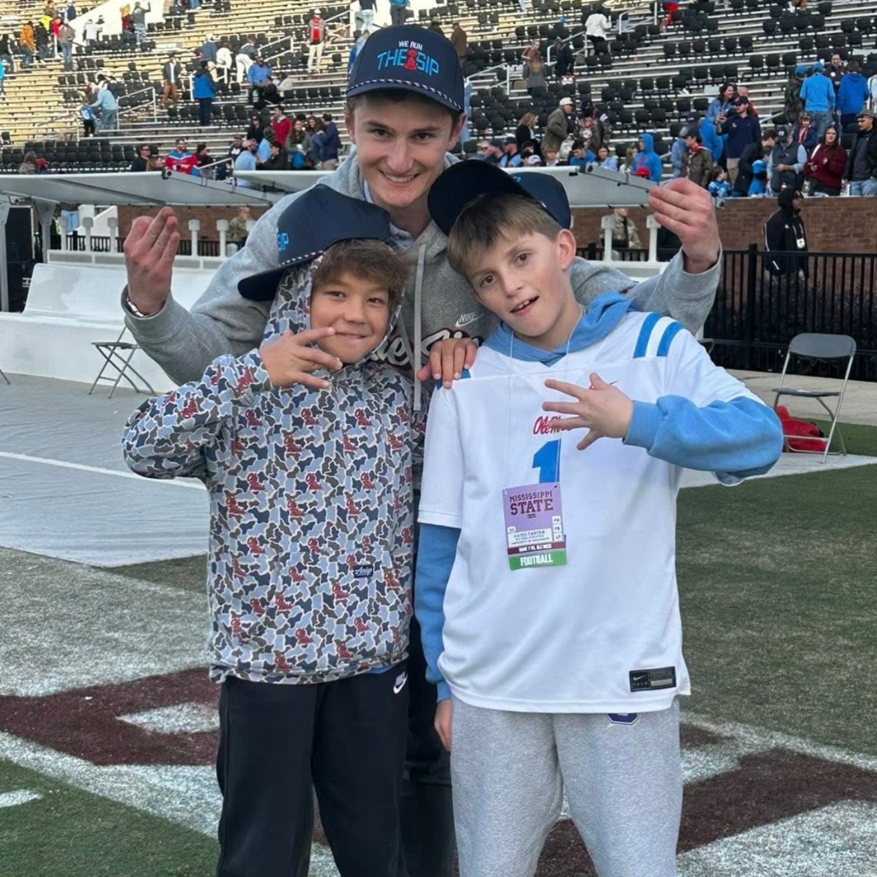 On the field at a championship game