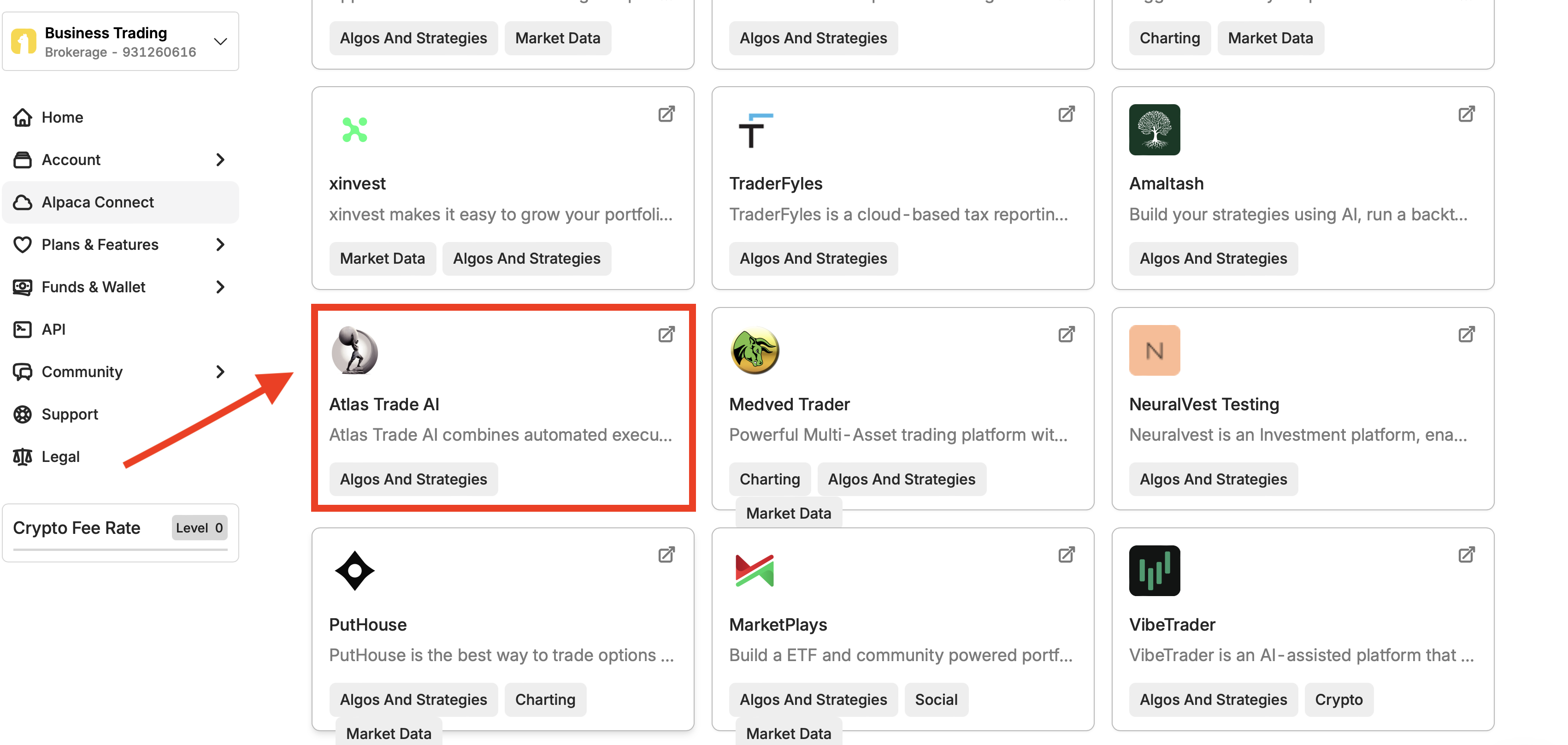 Atlas Trade AI on Alpaca Connect