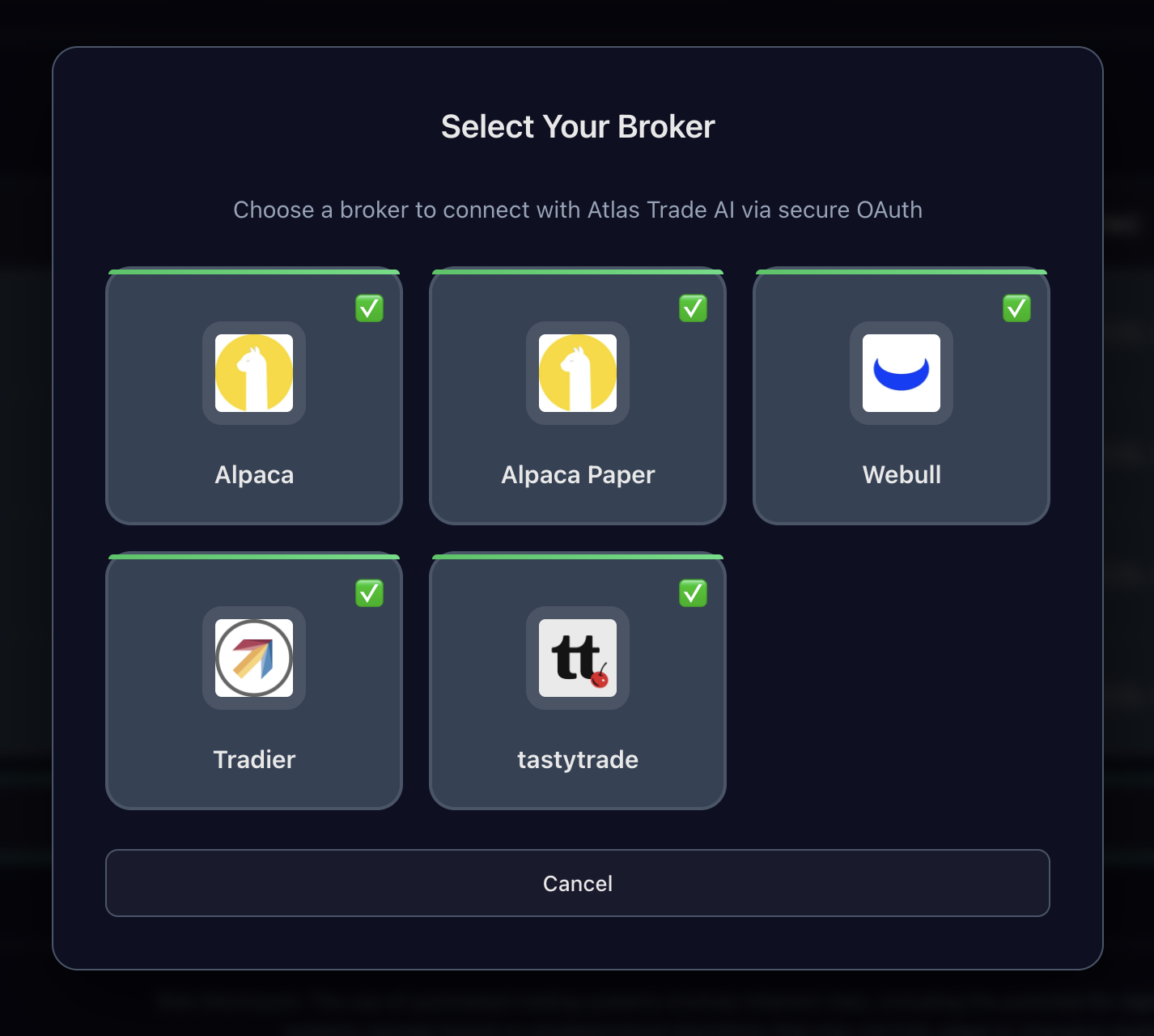 Atlas Trade AI Platform Interface