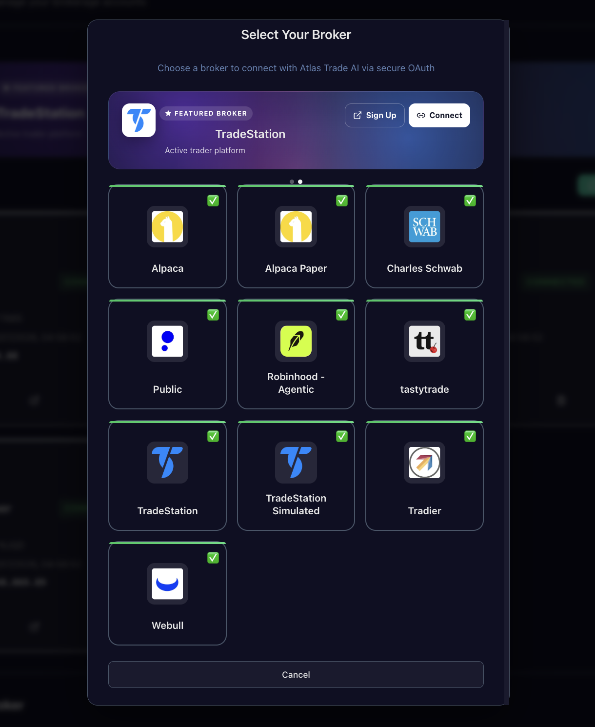 Atlas Trade AI Platform Interface