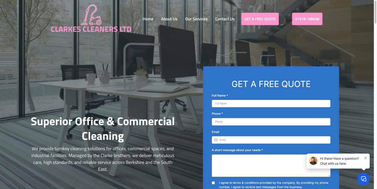 Clarkes Cleaners website home page