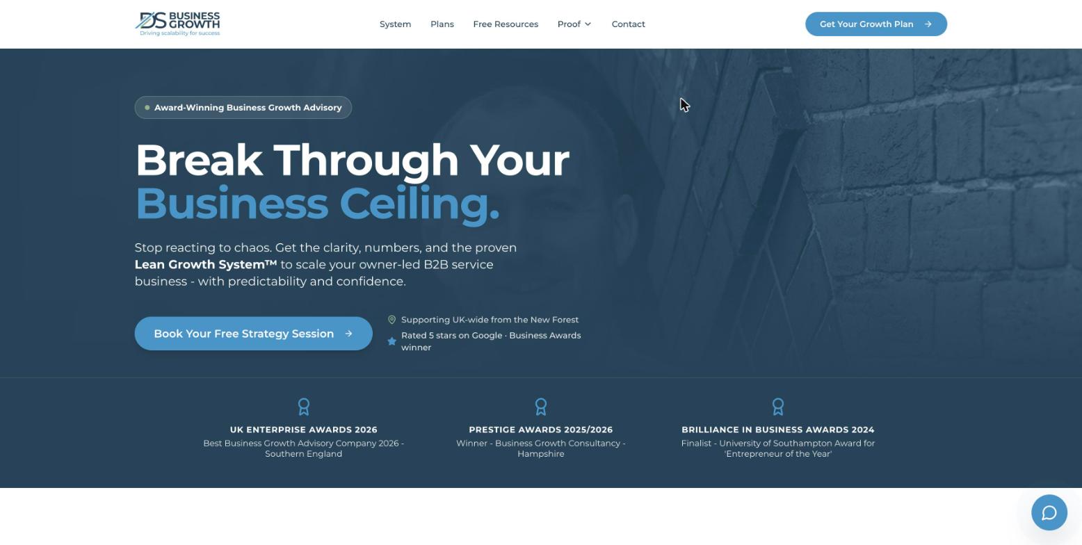 DS Business Growth website home page