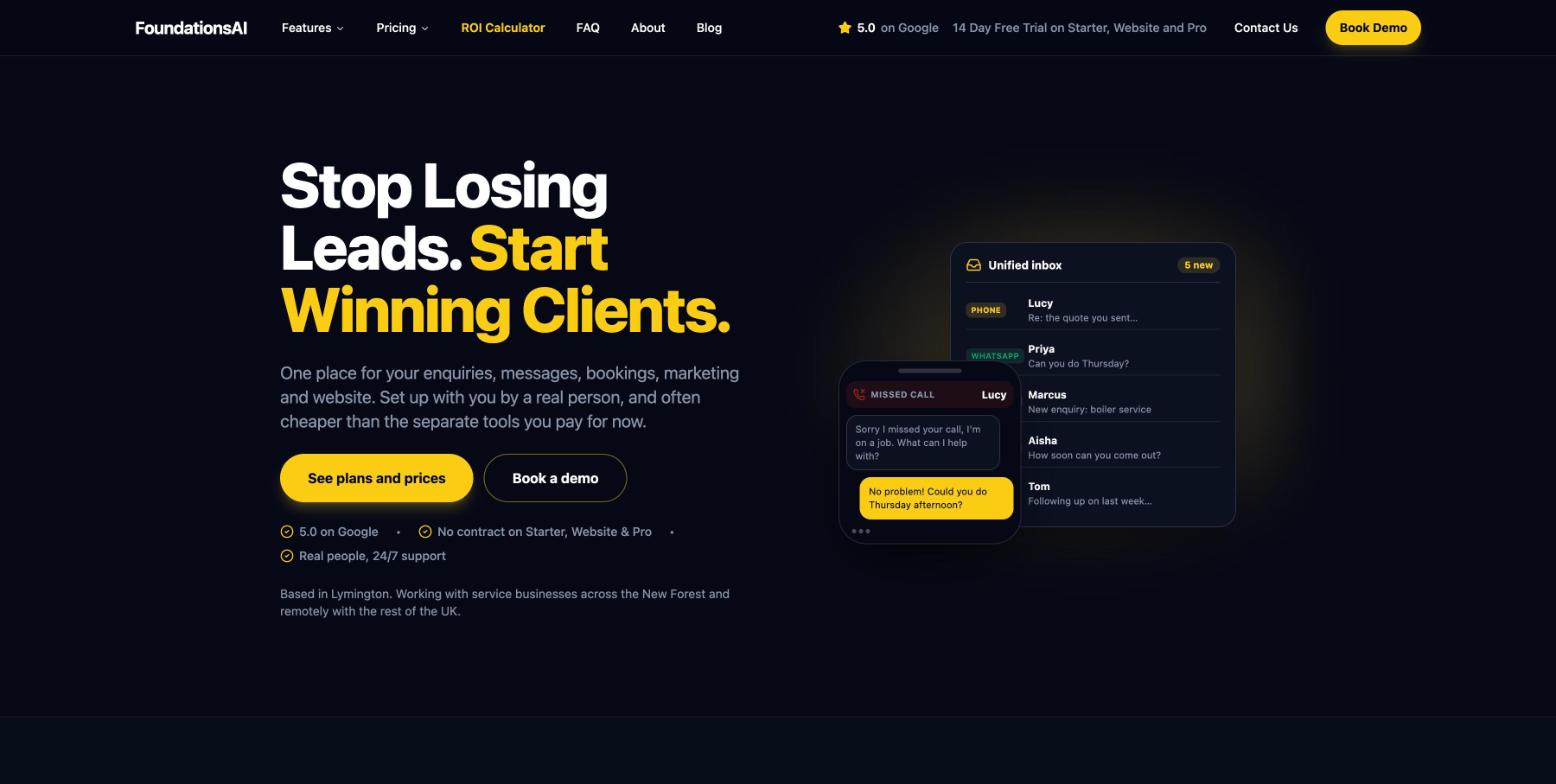 FoundationsAI website home page