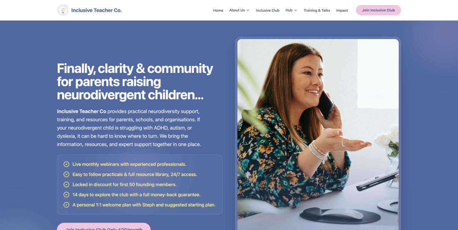 Inclusive Teacher Co website home page