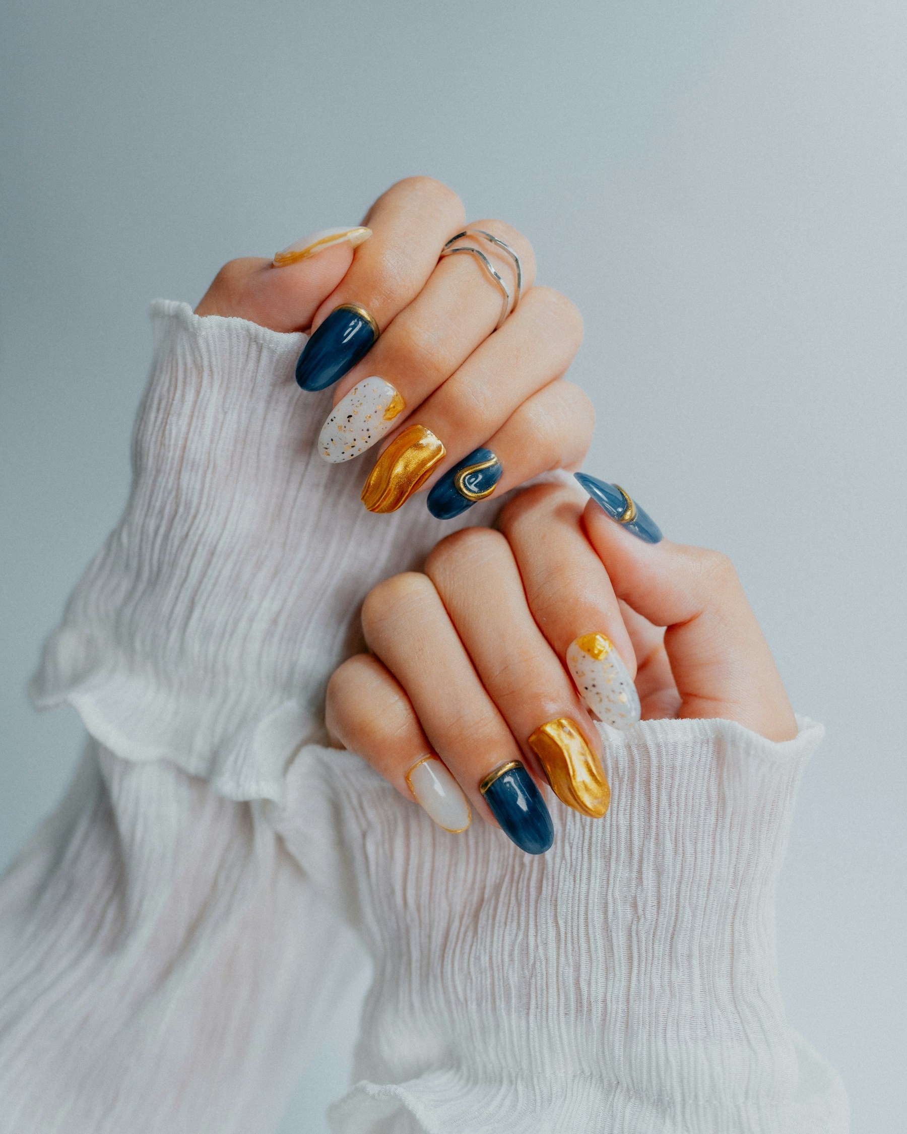 Detailed nail art set finished at Gaffey Nails and Spa in San Pedro