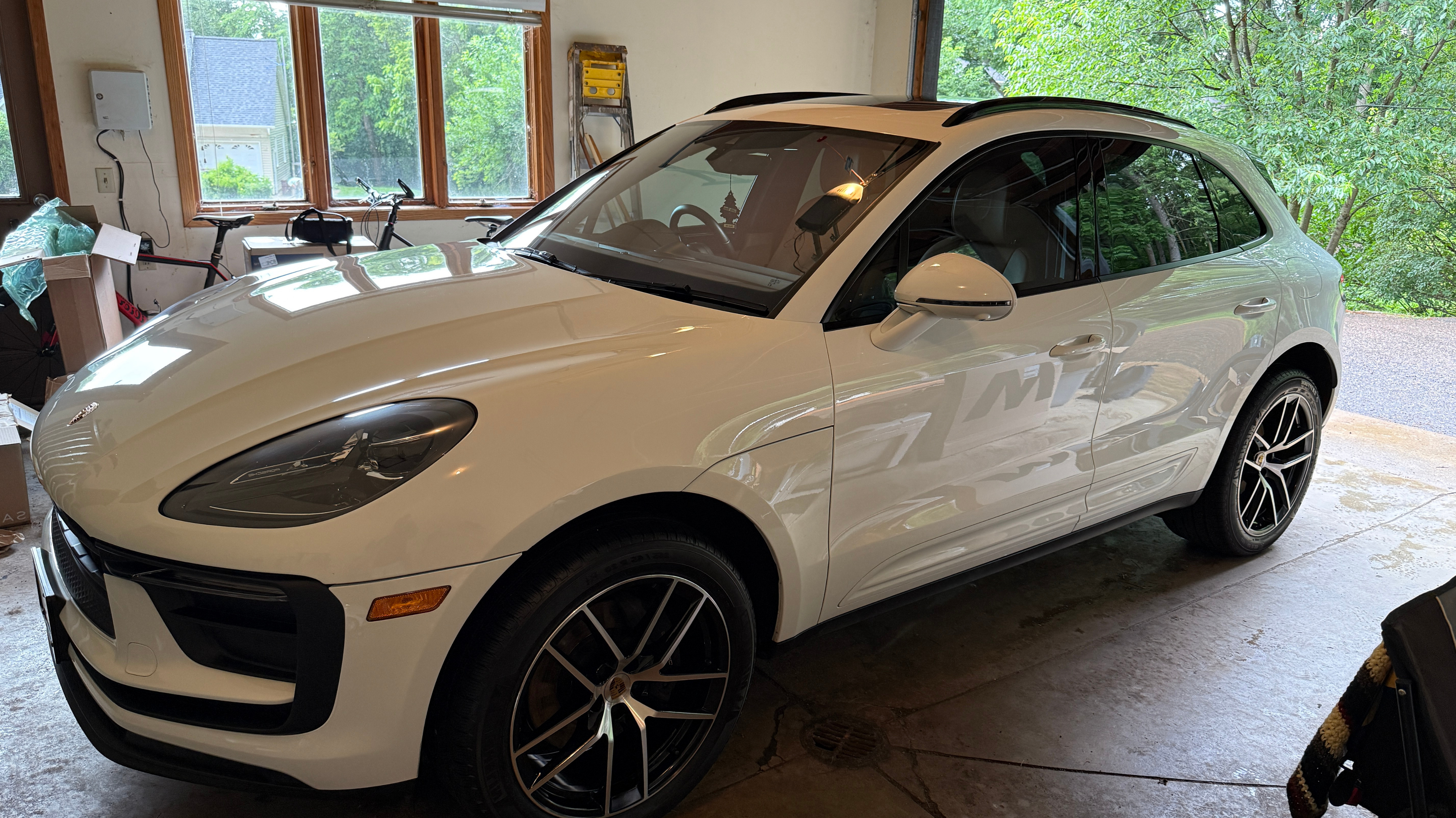White Porsche Macan ceramic coated and reflective — ceramic coating Chippewa Falls