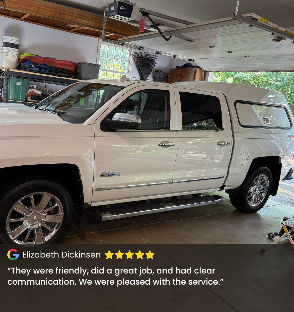 White Chevy Silverado gleaming after a full detail — 5-star mobile detailing Eau Claire